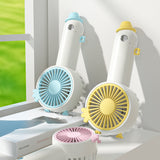 2024 Mini Portable Fan  Mini Cartoon chick shape Usb Portable Rechargeable Fan Factory Print LOGO