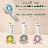 2024 Mini Portable Fan  Mini Cartoon chick shape Usb Portable Rechargeable Fan Factory Print LOGO