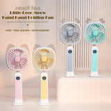 Mini portable Rechargeable hand held handheld fan USB Charging Cartoon Desktop Phone Holder  Desktop Phone Holder Small Fan