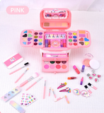 2024 Custom Logo Girls Princess Makeup Box 72 in 1 Kids Makeup Mirror Washable Little Girls Makeup Kit