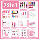 2024 Custom Logo Girls Princess Makeup Box 72 in 1 Kids Makeup Mirror Washable Little Girls Makeup Kit