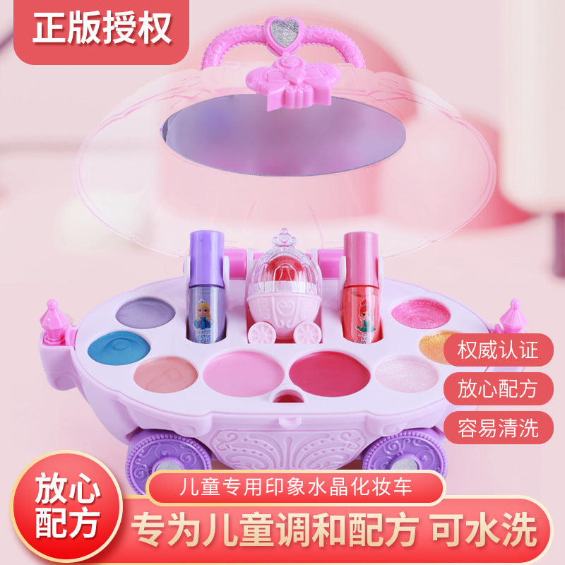 cosmetic trolley with nail polish eye shadow and blush makeup sets Beauty Set Safety Children's Pretend Makeup Toys Set