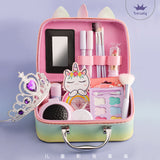 Girl Makeup Toy Kit for Girls Washable blush lipstick eye shadow nail polish Cosmetic Case for Little Girl Pretend Play Makeup