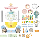 6 in 1 kids food simulation paly cooking toys suitcase trolley dining car cooking stove toy simulation kitchen tableware