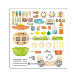 Plastic Cooking Play Set Kitchen Accessories Toys 6 in 1 pretend play cooking toys set with trolley car for Kids