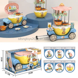 6 in 1 kids food simulation paly cooking toys suitcase trolley dining car cooking stove toy simulation kitchen tableware