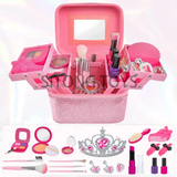 2023 new design Pink large girl cosmetic Dress up kid play makeup set pretend play makeup Color Package kid makeup kit