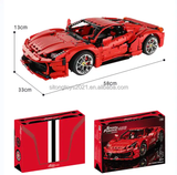 1:8 3380pcs red ferrari plastic brick building block car toy with gift for adult or Kids Car assembly model