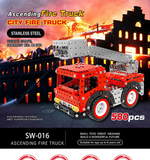 Stainless Steel Assembled Toy Red Fire Truck Gift Fun for Kids